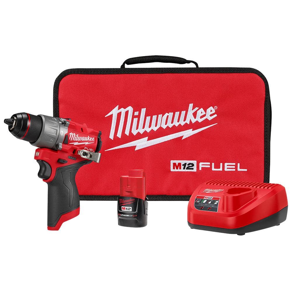 Open Box -  M12 FUEL 12-Volt Lithium-Ion Brushless Cordless 1/2 in. Hammer Drill Kit with 1 Compact 2.0Ah Battery Pack and 1 Charger MilwaukeeBullseye Deals