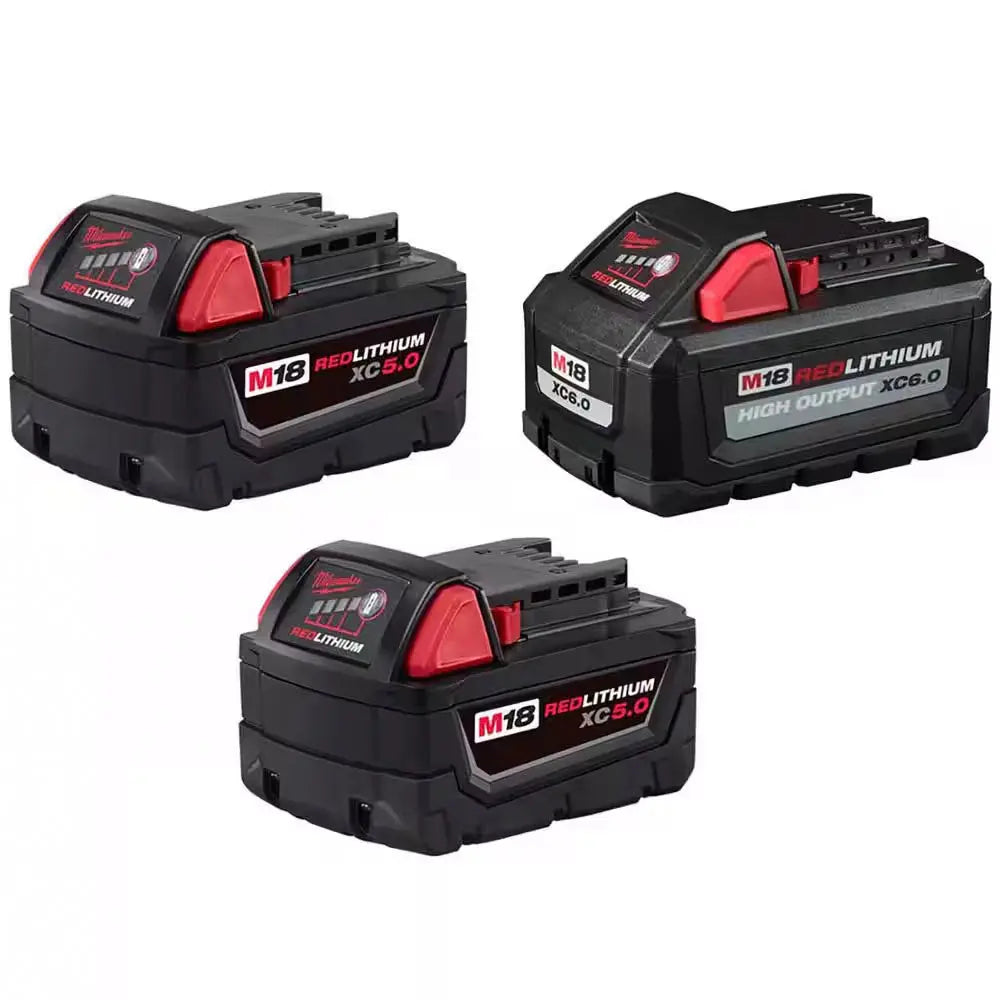 Open Box -  M18 18-Volt Lithium-Ion (1) High Output 6.0Ah Battery and (2) 5.0Ah Battery (3-Pack) MilwaukeeBullseye Deals