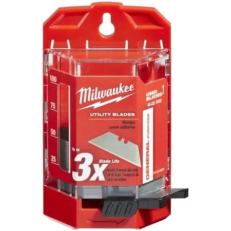 Open Box -  MILWAUKEE ELEC TOOL Utility Blades With Dispenser, 50-Pc. 48-22-1950 MilwaukeeBullseye Deals