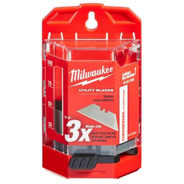Open Box -  MILWAUKEE ELEC TOOL Utility Blades With Dispenser, 50-Pc. 48-22-1950 MilwaukeeBullseye Deals