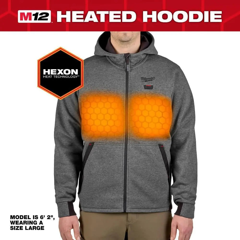 Open Box -  Men's 2X-Large M12 12-Volt Lithium-Ion Cordless Gray Heated Jacket Hoodie Kit MilwaukeeBullseye Deals