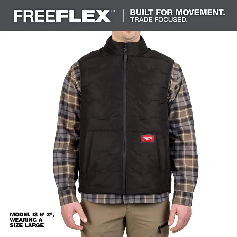 Open Box -  Men's Large Black FREEFLEX Lightweight Insulated Vest MilwaukeeBullseye Deals