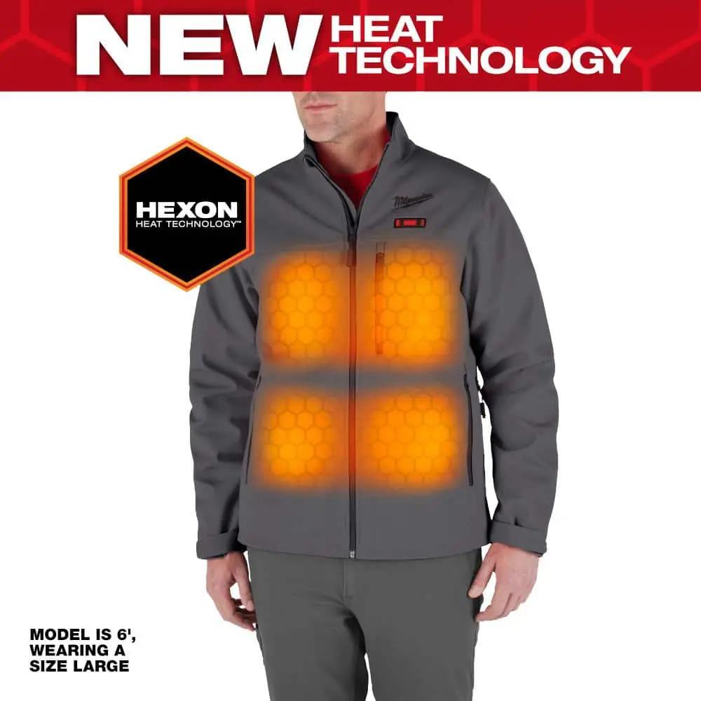 Open Box -  Men's Large M12 12-Volt Lithium-Ion Cordless Tough Shell Gray Heated Jacket Kit with (1) 3.0 Ah Battery and Charger MilwaukeeBullseye Deals