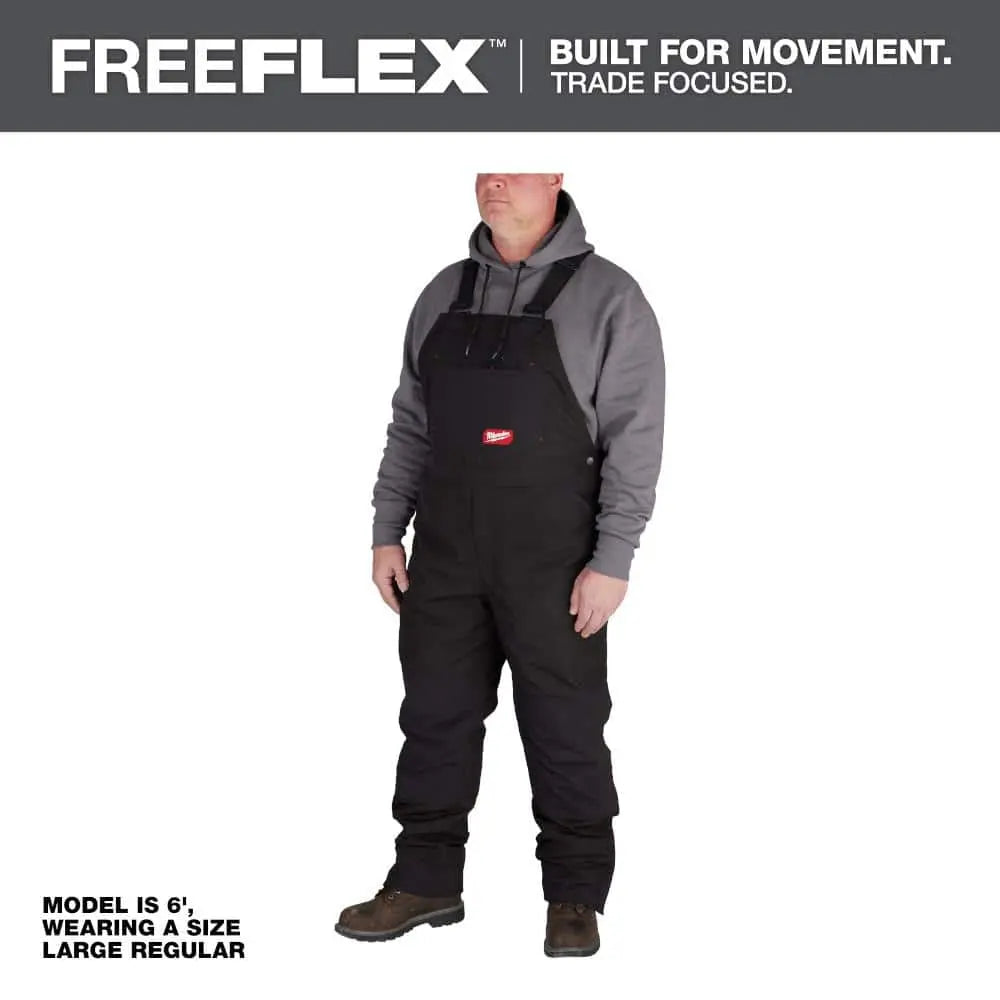 Open Box -  Men's Medium Black FREEFLEX Insulated Bib Overalls MilwaukeeBullseye Deals