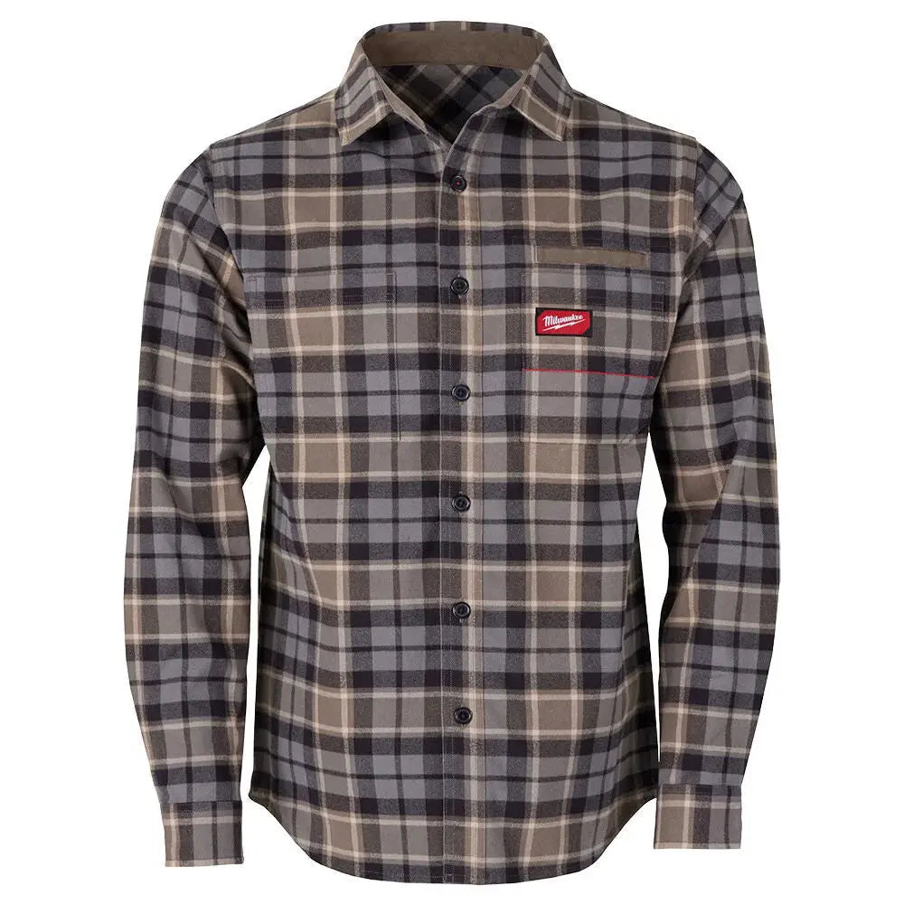 Open Box -  Men's Medium Gray GRIDIRON Flannel Shirt MilwaukeeBullseye Deals