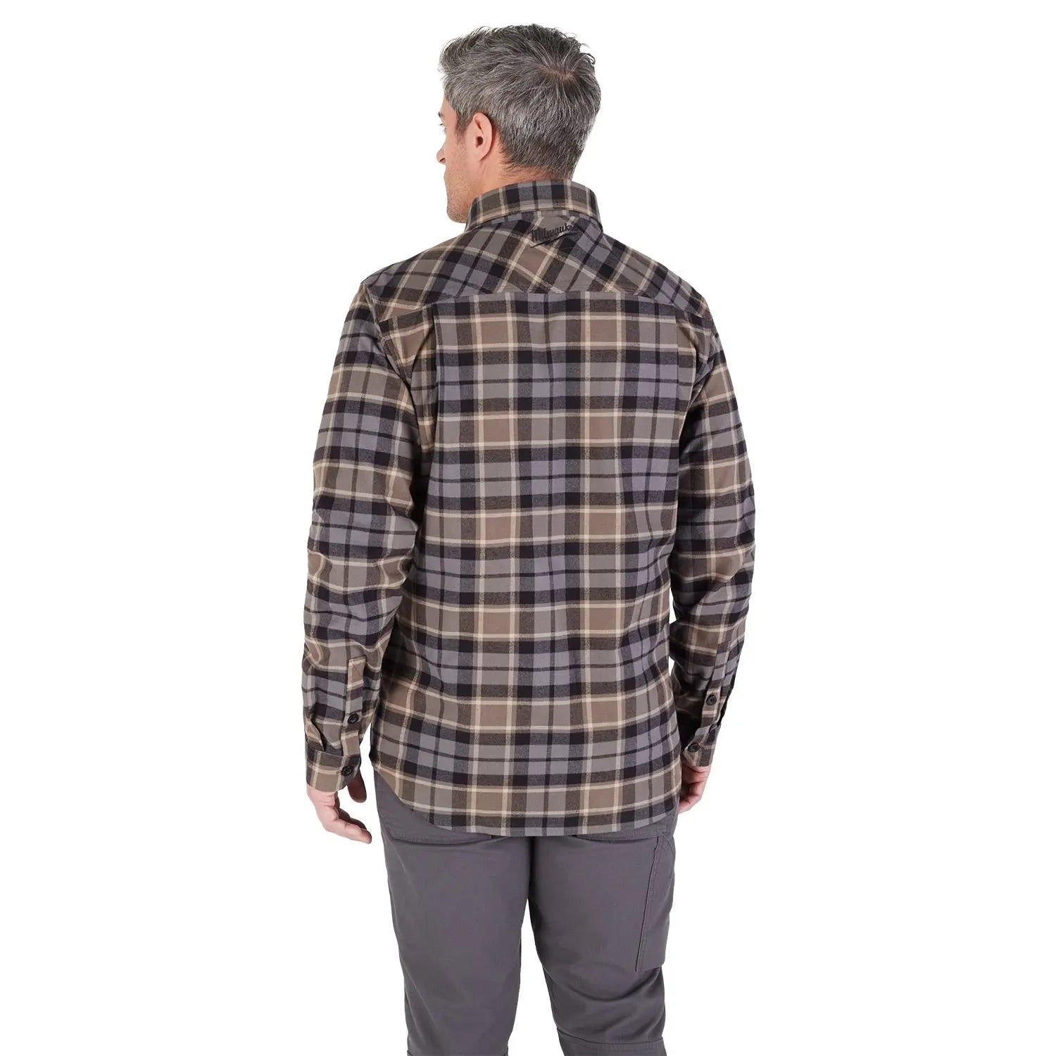 Open Box -  Men's Medium Gray GRIDIRON Flannel Shirt MilwaukeeBullseye Deals
