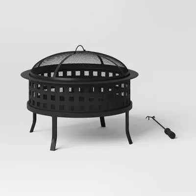Open Box - Metal Lattice Wood Burning Round Outdoor Fire Pit Black - Room Essentials Room EssentialsBullseye Deals