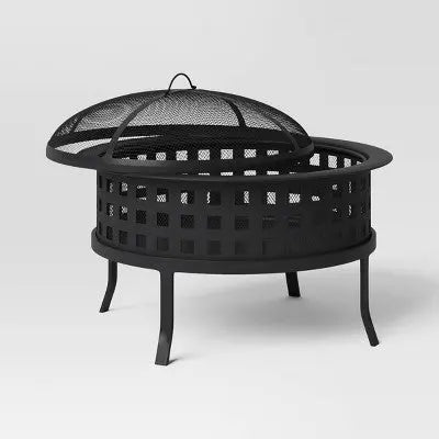 Open Box - Metal Lattice Wood Burning Round Outdoor Fire Pit Black - Room Essentials Room EssentialsBullseye Deals