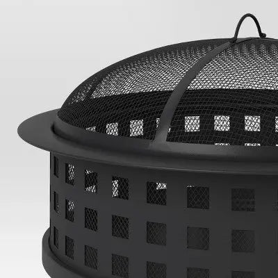 Open Box - Metal Lattice Wood Burning Round Outdoor Fire Pit Black - Room Essentials Room EssentialsBullseye Deals