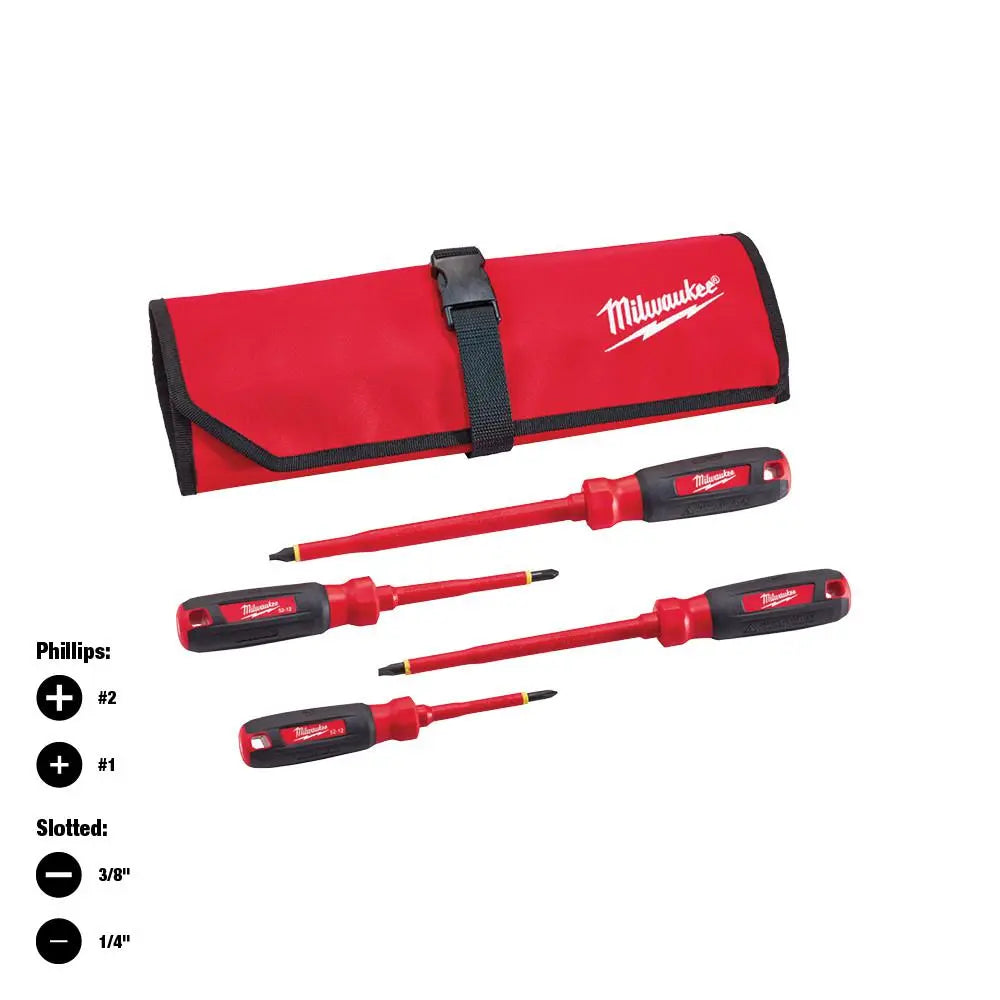 Open Box -  Milwaukee 1000-Volt Insulated Screwdriver Set and Pouch (4-Piece) MilwaukeeBullseye Deals