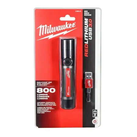 Open Box -  Milwaukee 2160-21 USB Rechargeable 800 Lumens Compact Cordless Flashlight (3 Ah) MilwaukeeBullseye Deals