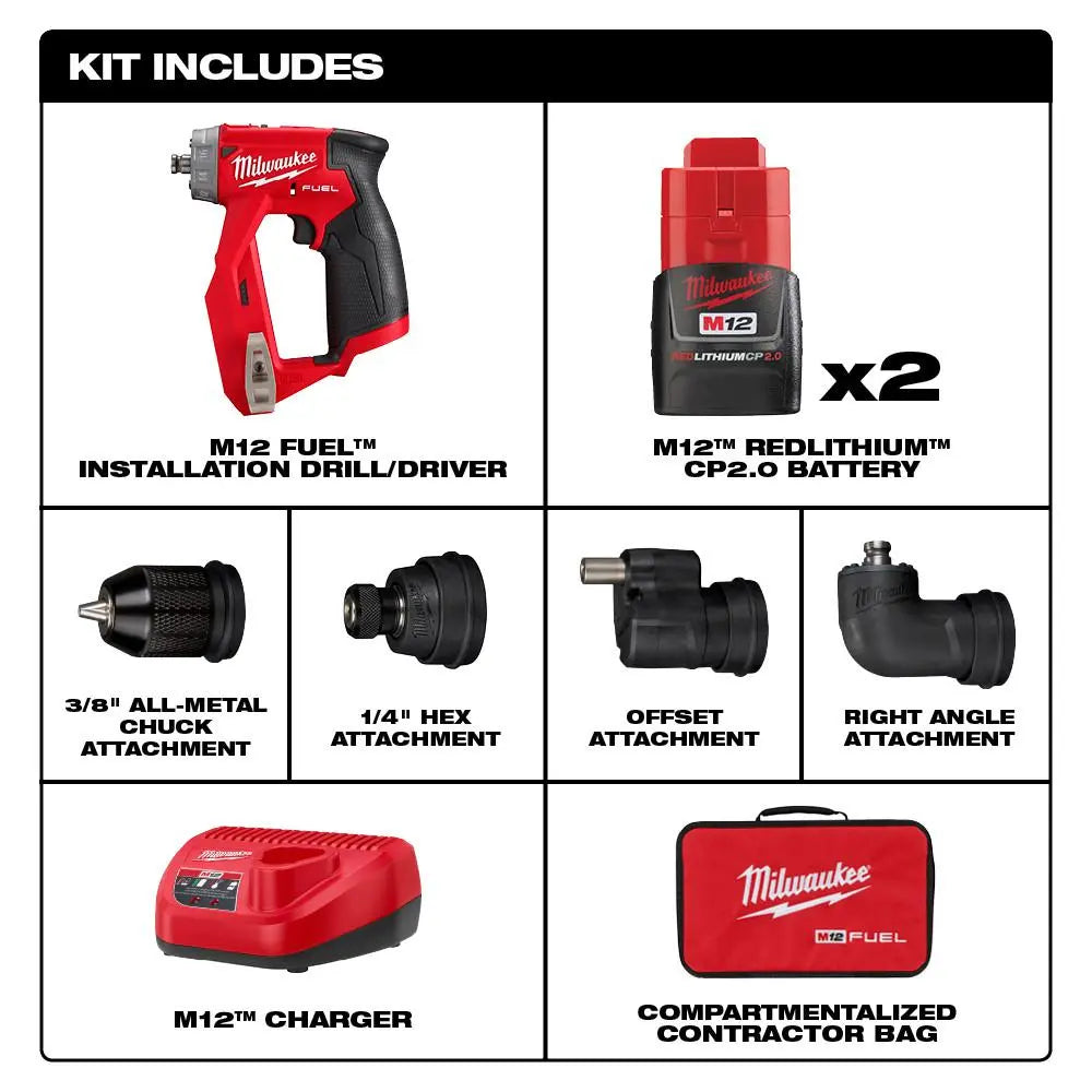 Open Box -  Milwaukee 2505-22 M12 FUEL 12-V Lithium-Ion Brushless Cordless Drill Driver Kit MilwaukeeBullseye Deals