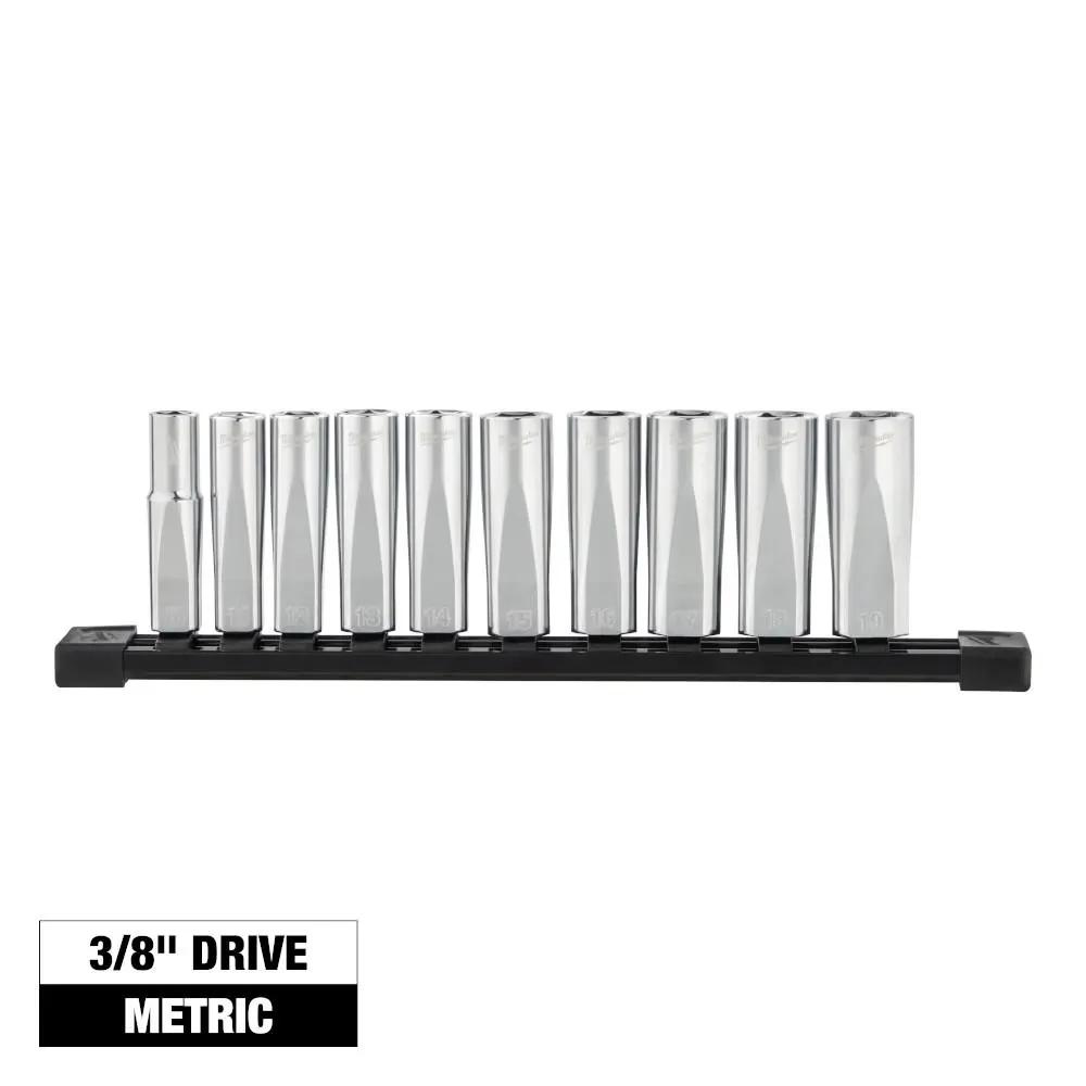 Open Box -  Milwaukee 3/8 in. Drive Metric Deep Well 6-Point Socket Set (10-Piece) MilwaukeeBullseye Deals