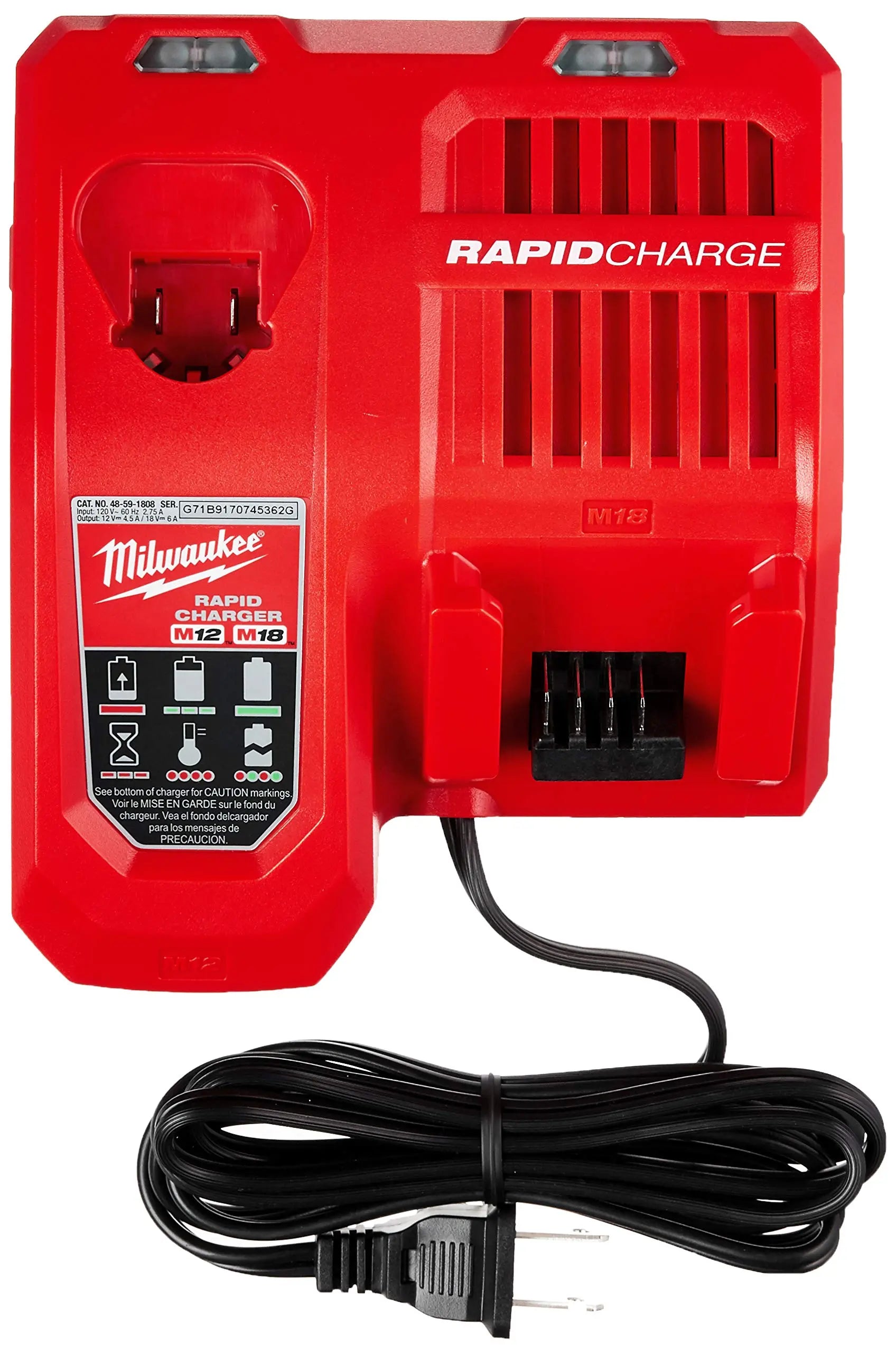 Open Box -  Milwaukee 48-59-1808 M12 and M18 Multi-Voltage Rapid Charger MilwaukeeBullseye Deals