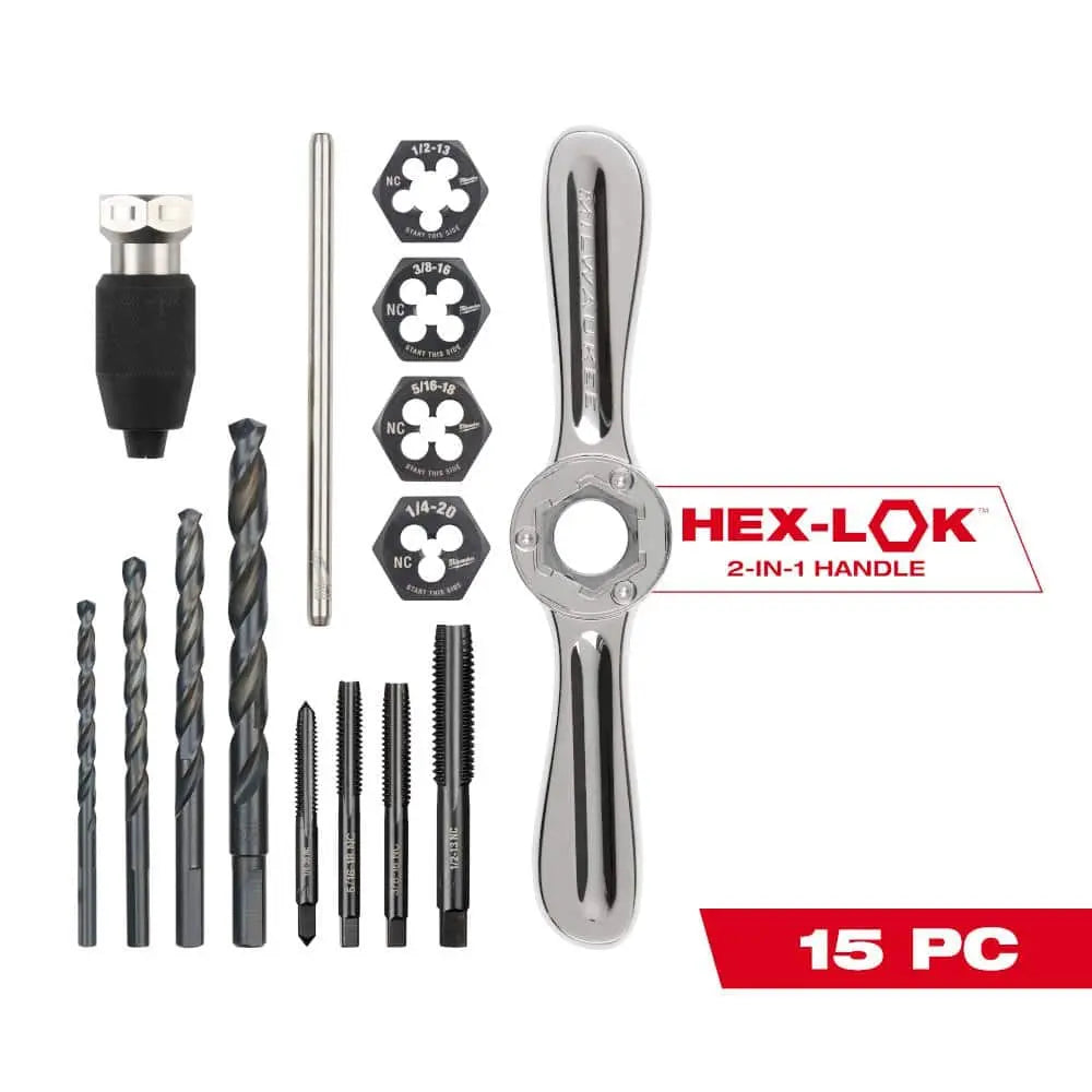 Open Box -  Milwaukee 49-22-5602 15PC SAE 2-in-1 Handle Tap and Die Set MilwaukeeBullseye Deals
