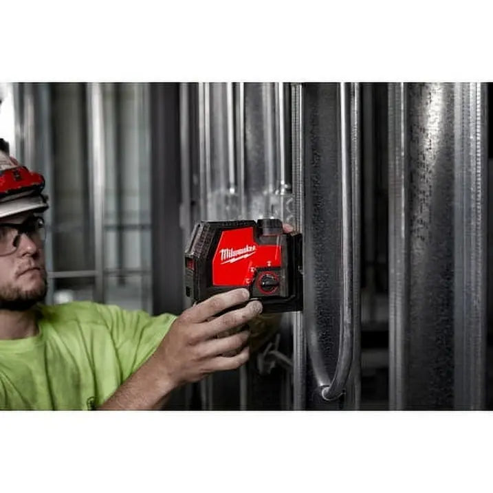 Open Box -  Milwaukee Green 100 ft. Cross Line and Plumb Points Rechargeable Laser Level with REDLITHIUM Lithium-Ion USB Battery and Charger - Secondipity