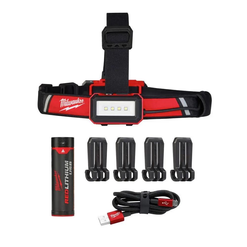 Open Box -  Milwaukee Hard Hat Headlamp Light 600 Lumens Led Usb Rechargeable Low Profile MilwaukeeBullseye Deals