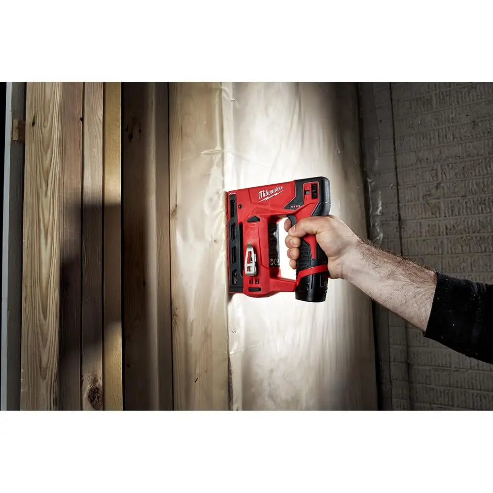 Open Box -  Milwaukee M12 12-Volt Lithium-Ion Cordless 3/8 in. Crown Stapler (Tool-Only) MilwaukeeBullseye Deals