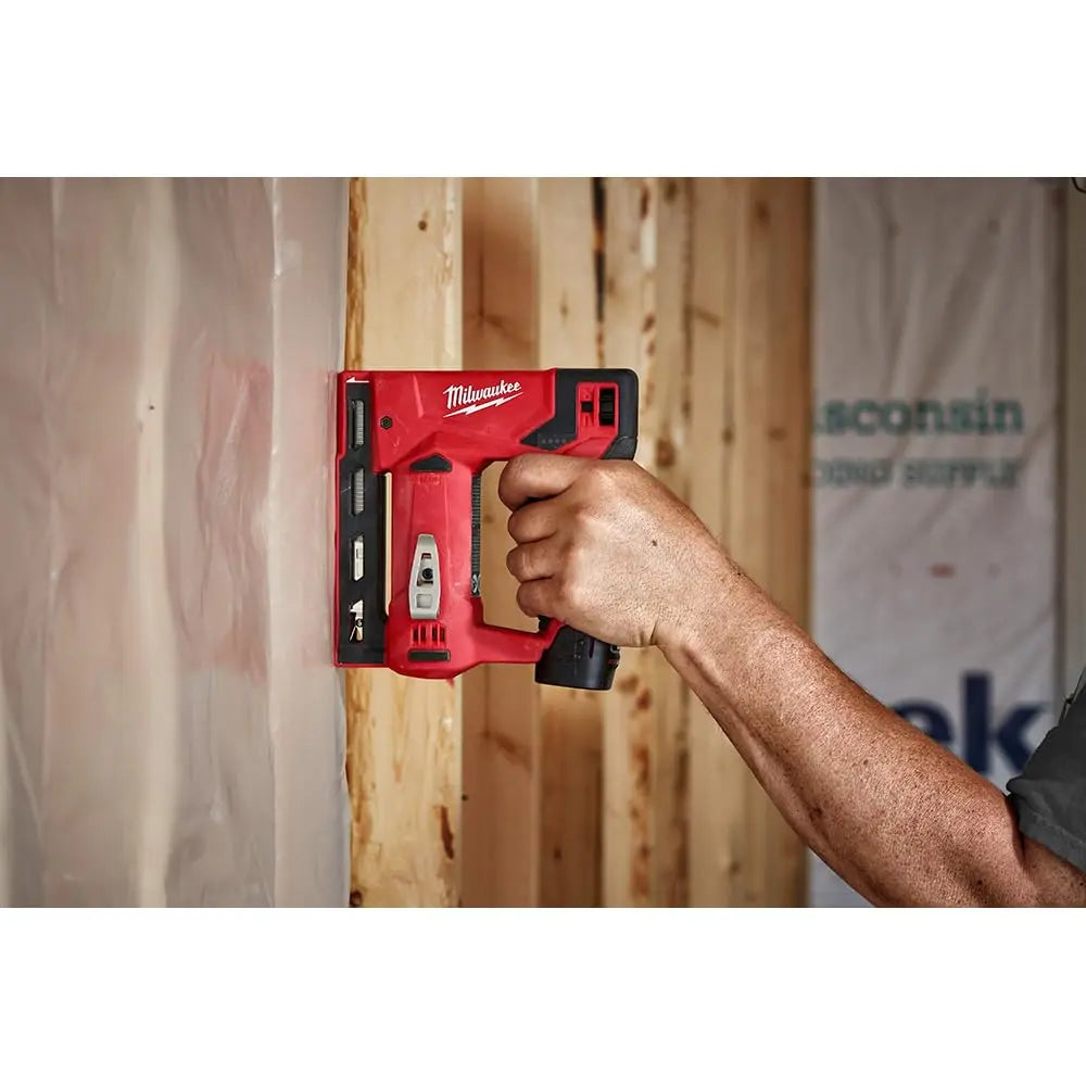 Open Box -  Milwaukee M12 12-Volt Lithium-Ion Cordless 3/8 in. Crown Stapler (Tool-Only) MilwaukeeBullseye Deals