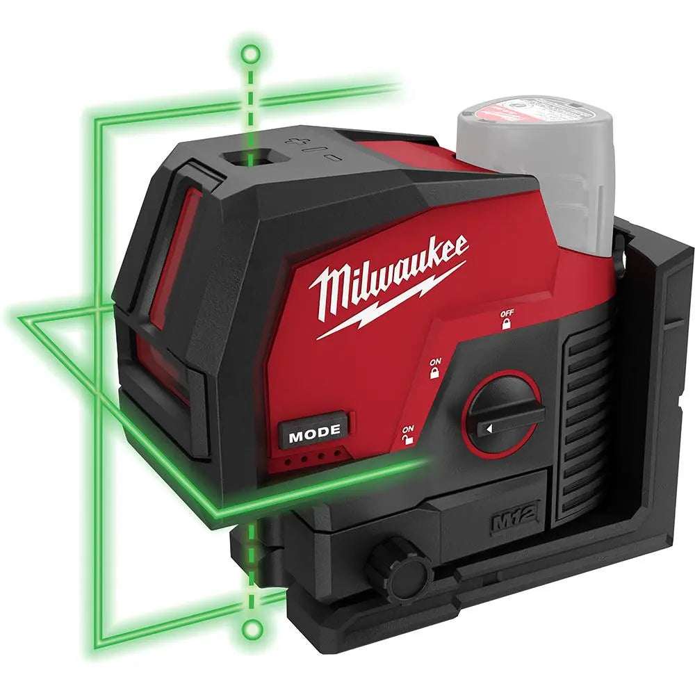 Open Box -  Milwaukee M12 12-Volt Lithium-Ion Cordless Green 125 ft. Cross Line and Plumb Points Laser Level (Tool-Only) MilwaukeeBullseye Deals
