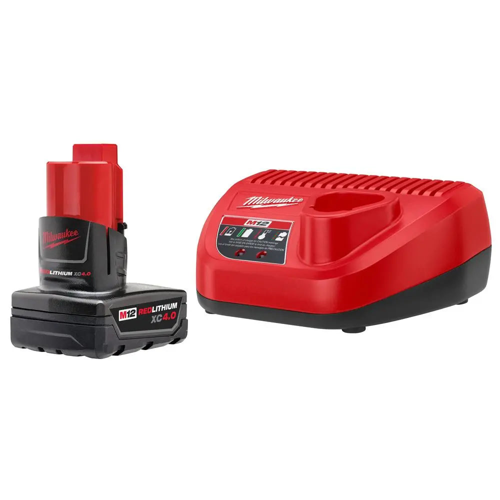 Open Box - Milwaukee M12 12-Volt Lithium-Ion XC Battery Pack 4.0 Ah and Charger Starter Kit Milwaukee
