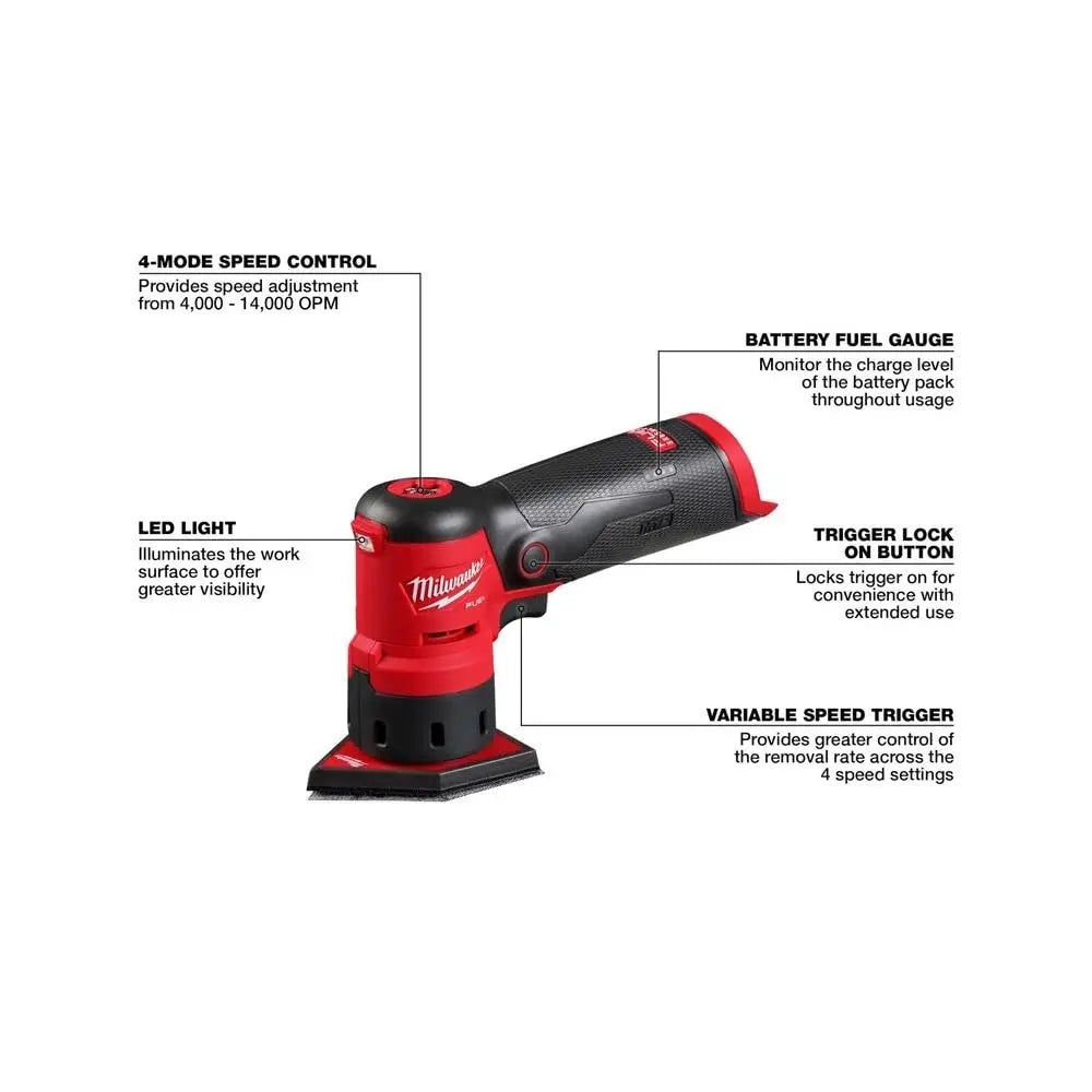 Open Box -  Milwaukee M12 Fuel 12 V Cordless Orbital Sander Tool Only MilwaukeeBullseye Deals