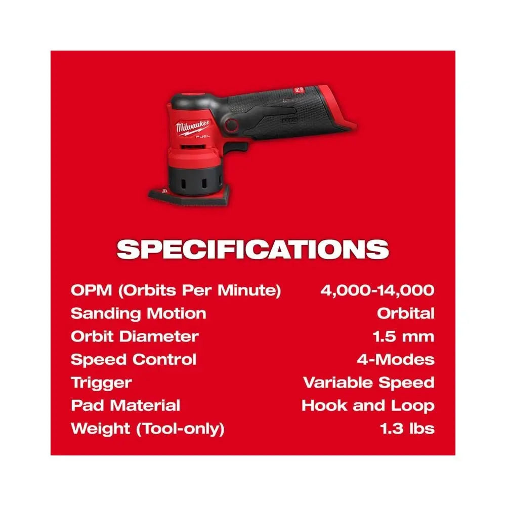 Open Box -  Milwaukee M12 Fuel 12 V Cordless Orbital Sander Tool Only MilwaukeeBullseye Deals