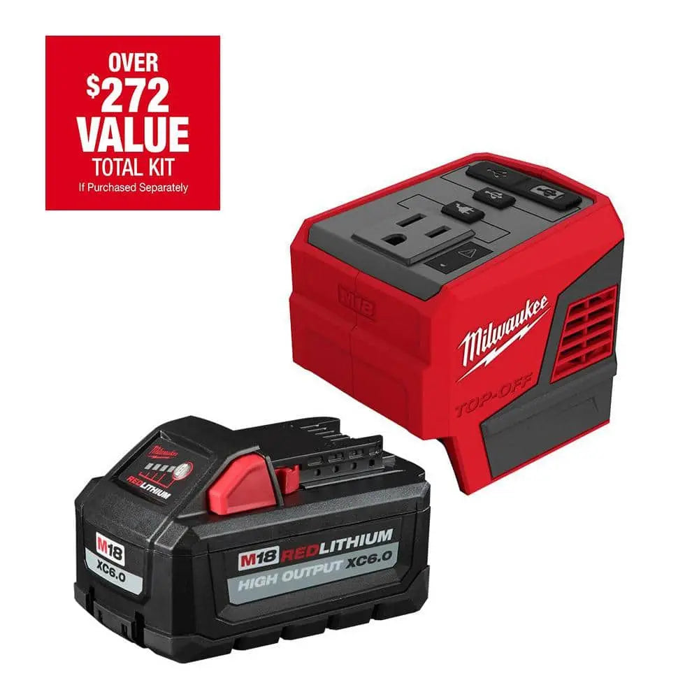 Open Box -  Milwaukee M18 18-Volt 175-Watt Lithium-Ion Powered Compact Inverter with 6.0 Ah Battery MilwaukeeBullseye Deals