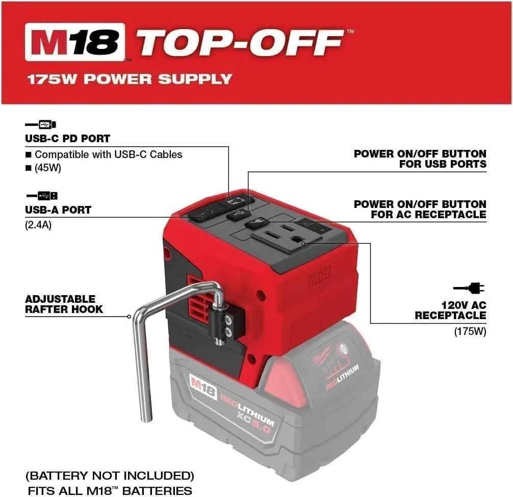 Open Box -  Milwaukee M18 18-Volt Lithium-Ion 175-Watt Powered Compact Inverter for M18 Batteries (Tool-Only) MilwaukeeBullseye Deals
