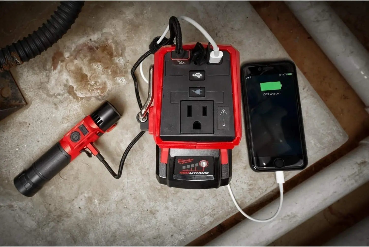Open Box -  Milwaukee M18 18-Volt Lithium-Ion 175-Watt Powered Compact Inverter for M18 Batteries (Tool-Only) MilwaukeeBullseye Deals