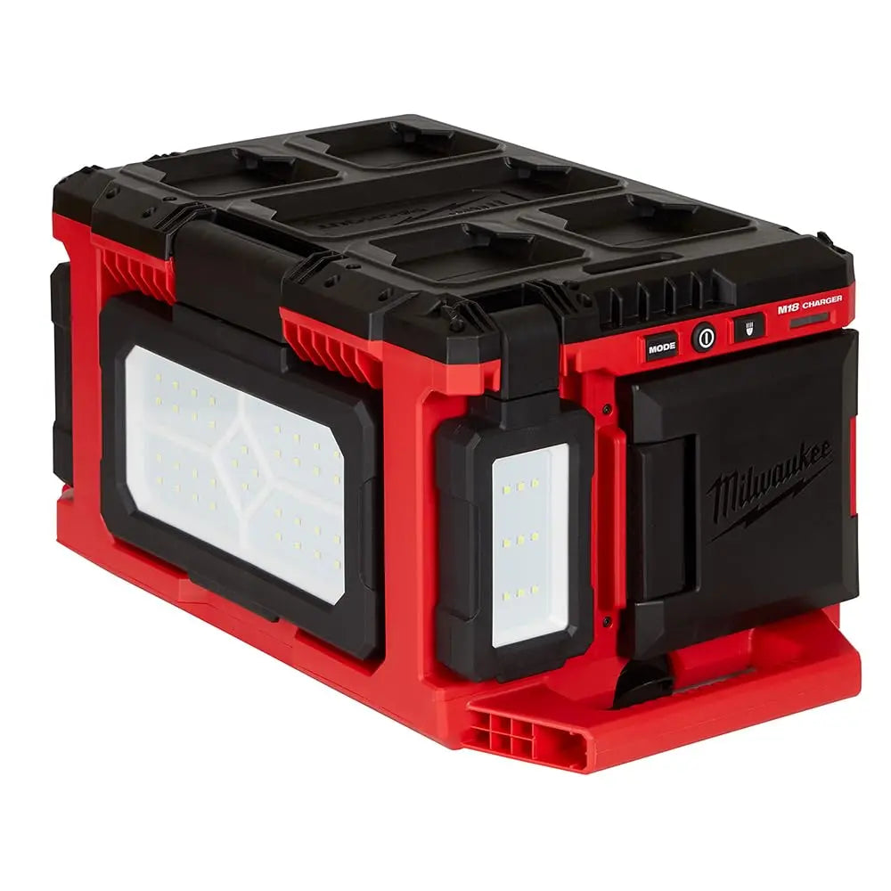 Open Box -  Milwaukee M18 18-Volt Lithium-Ion Cordless PACKOUT 3000 Lumens LED Light with Built-In Charger MilwaukeeBullseye Deals