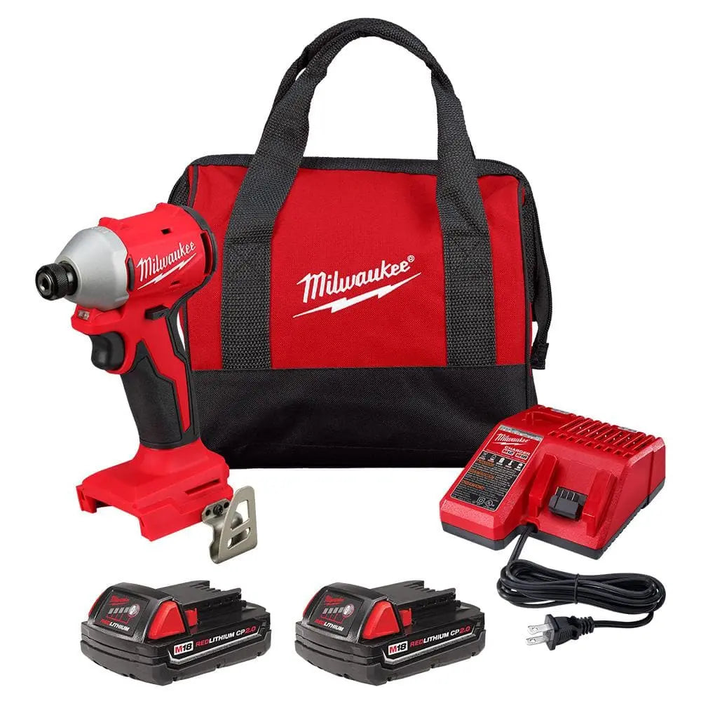 Open Box -  Milwaukee M18 18V Lithium-Ion Brushless Cordless 1/4 in. Impact Driver Kit with Two 2.0 Ah Batteries and Charger MilwaukeeBullseye Deals