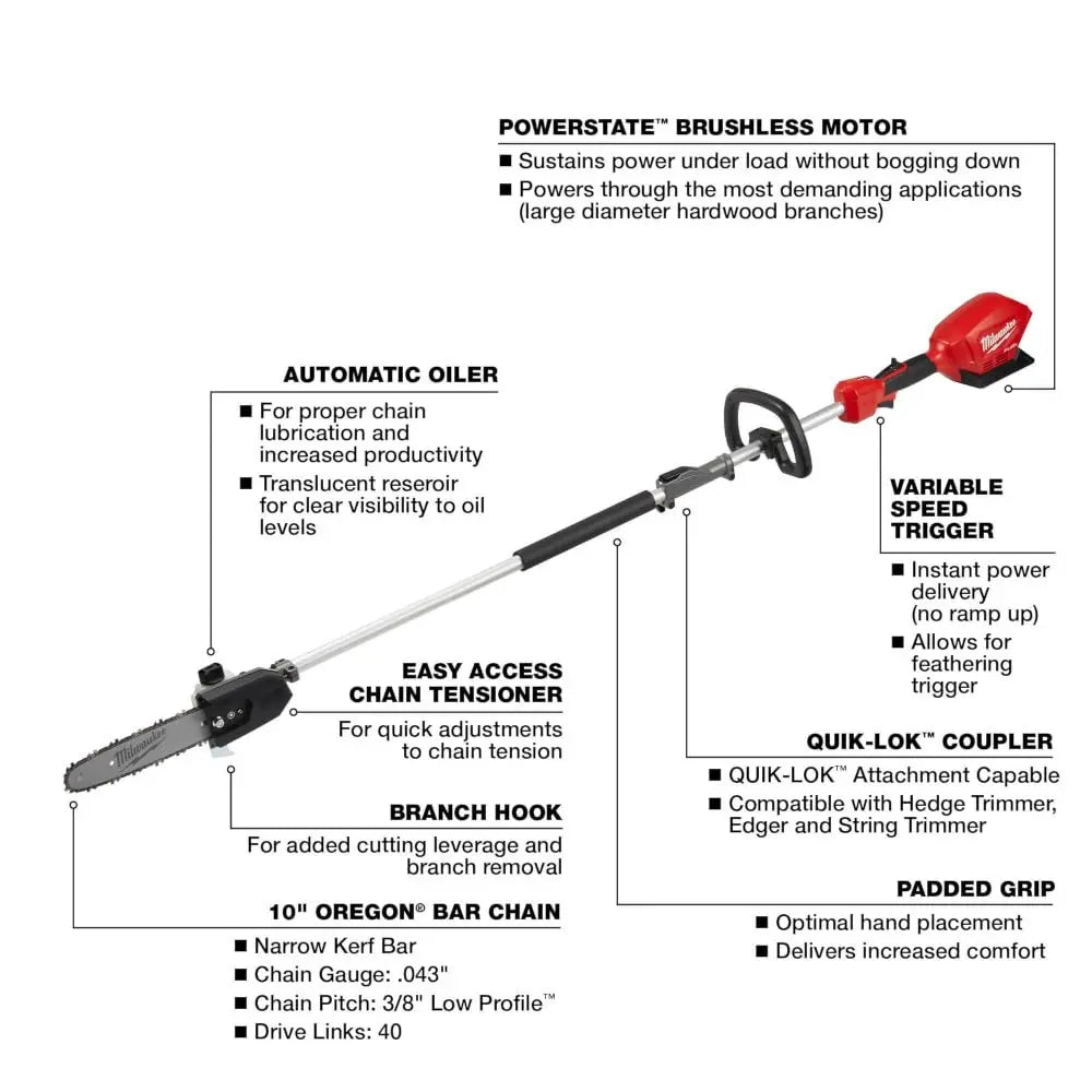 Open Box -  Milwaukee M18 FUEL 10 in. 18-Volt Lithium-Ion Brushless Cordless Pole Saw with Attachment Capability (Tool-Only) MilwaukeeBullseye Deals