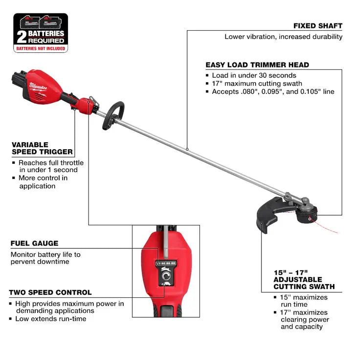 Open Box - Milwaukee M18 FUEL 18V Brushless Cordless 17 in. Dual Battery Straight Shaft String Trimmer (Tool-Only) MilwaukeeBullseye Deals