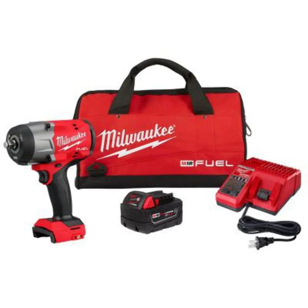 Open Box -  Milwaukee M18 FUEL 18V Lithium-Ion Brushless Cordless 1/2 in. Impact Wrench w/Friction Ring Kit w/One 5.0 Ah Battery and Bag MilwaukeeBullseye Deals