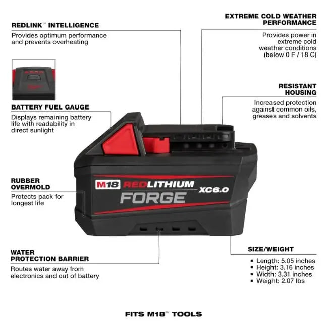 Open Box -  Milwaukee M18™ REDLITHIUM™ FORGE™ XC6.0 Battery Pack (48-11-1861) MilwaukeeBullseye Deals