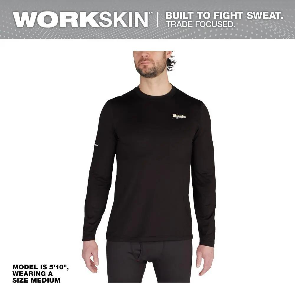 Open Box -  Milwaukee Men's Large Black WORKSKIN Crew Neck Base Layer MilwaukeeBullseye Deals