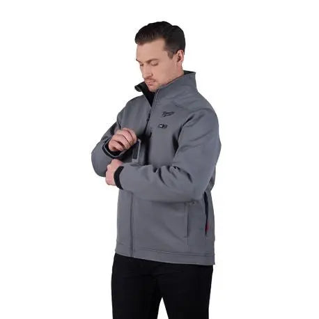 Open Box -  Milwaukee Men's Large M12 12V Lithium-Ion Cordless TOUGHSHELL Gray Heated Jacket Kit with (1) 3.0 Ah Battery and Charger - Secondipity