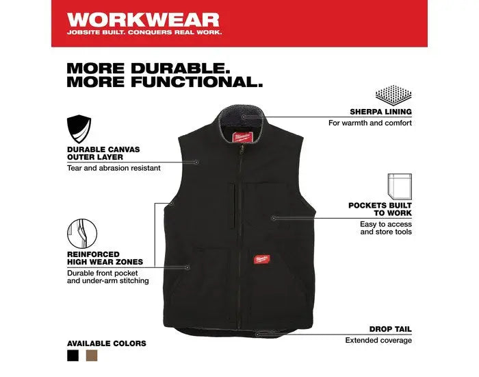 Open Box -  Milwaukee Men's X-Large Black Heavy-Duty Sherpa-Lined Vest with 5-Pockets MilwaukeeBullseye Deals