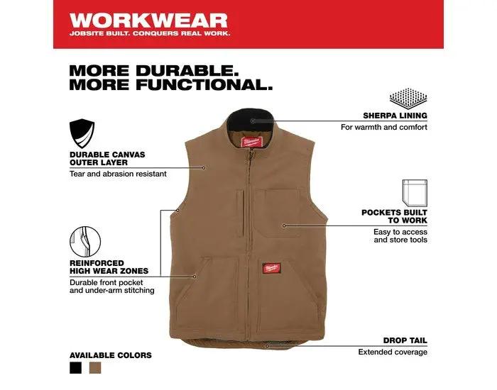 Open Box -  Milwaukee Men's X-Large Brown Heavy-Duty Sherpa-Lined Vest with 5-Pockets MilwaukeeBullseye Deals