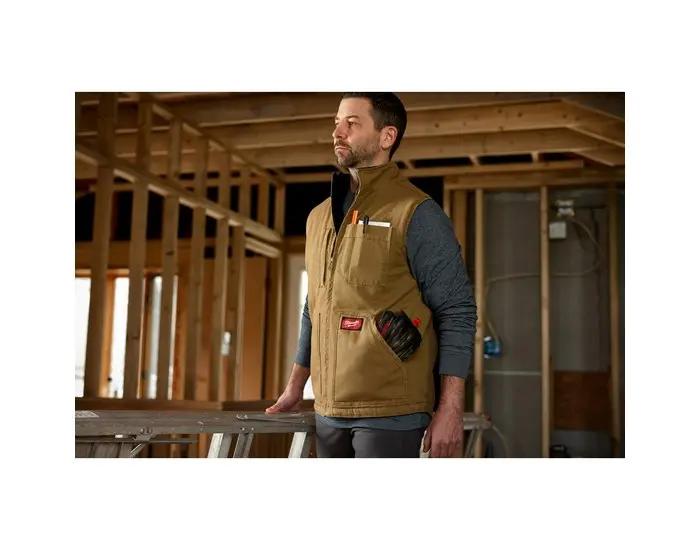Open Box -  Milwaukee Men's X-Large Brown Heavy-Duty Sherpa-Lined Vest with 5-Pockets MilwaukeeBullseye Deals