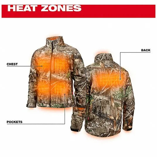 Open Box -  Milwaukee Men's X-Large M12 12V Lithium-Ion Cordless QUIETSHELL Camo Heated Jacket with (1) 3.0 Ah Battery and Charger, Camouflage - Secondipity