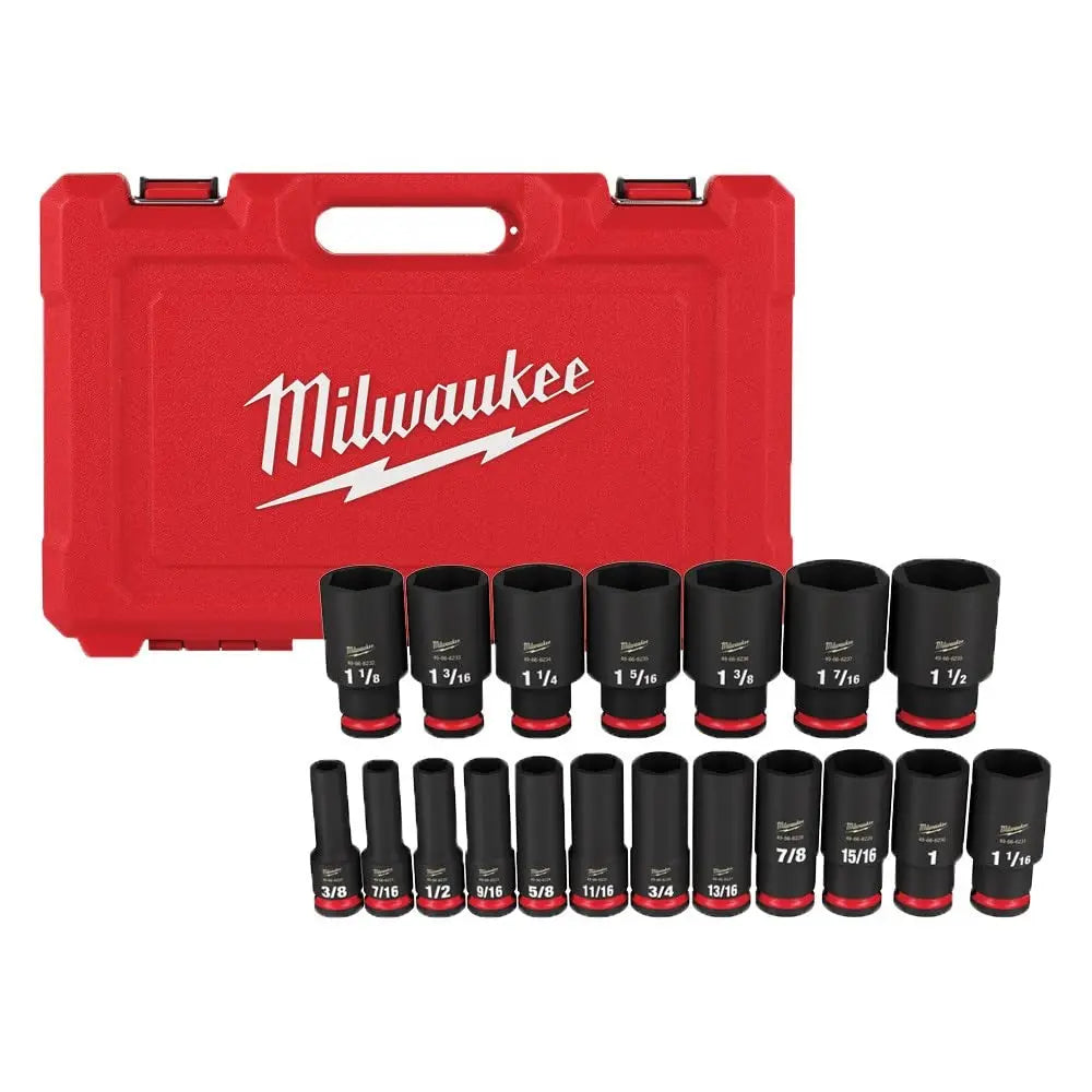 Open Box -  Milwaukee SHOCKWAVE 1/2 in. Drive SAE 6 Point Impact Socket Set (19-Piece) MilwaukeeBullseye Deals