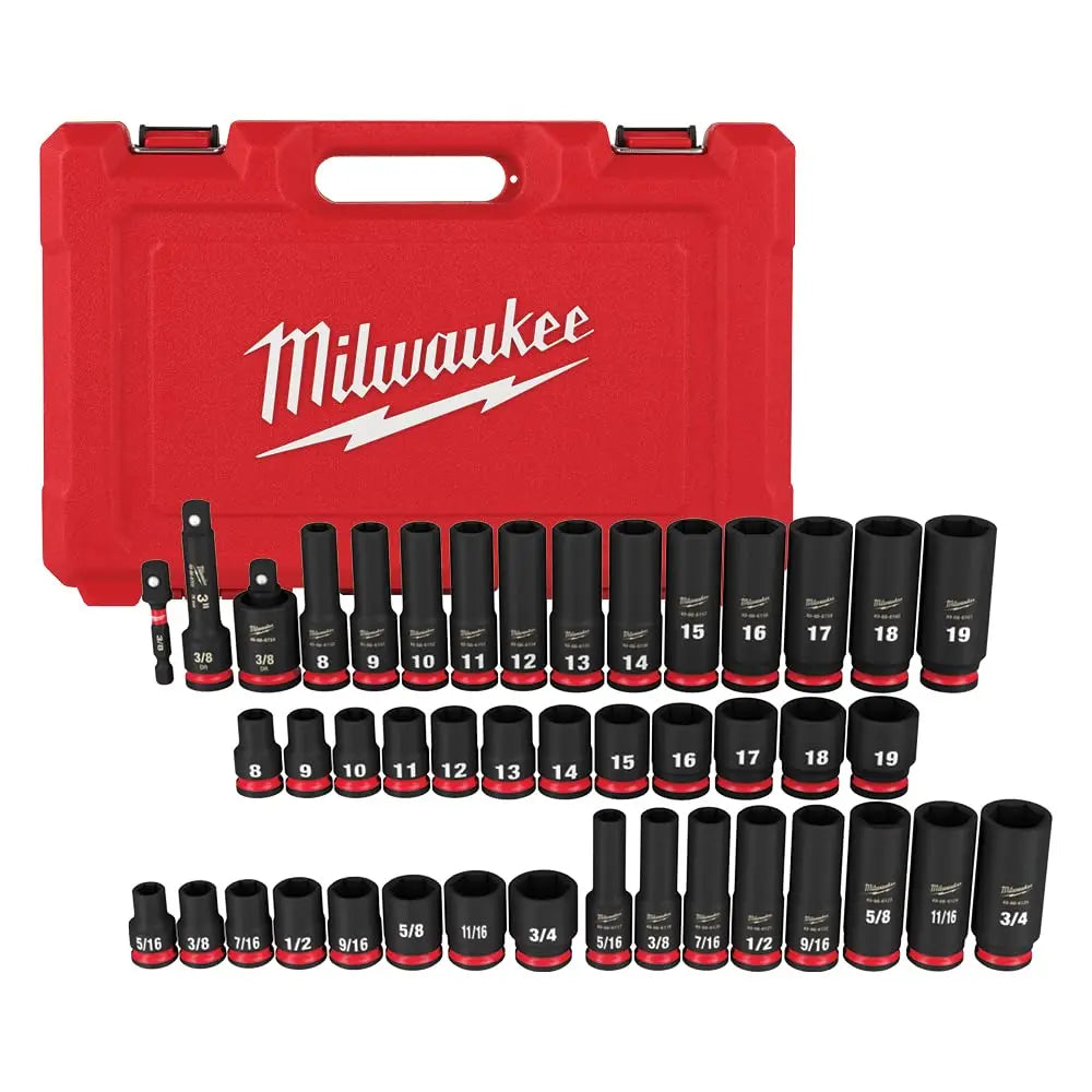 Open Box -  Milwaukee SHOCKWAVE 3/8 in. Drive SAE and Metric 6 Point Impact Socket Set (43-Piece) MilwaukeeBullseye Deals