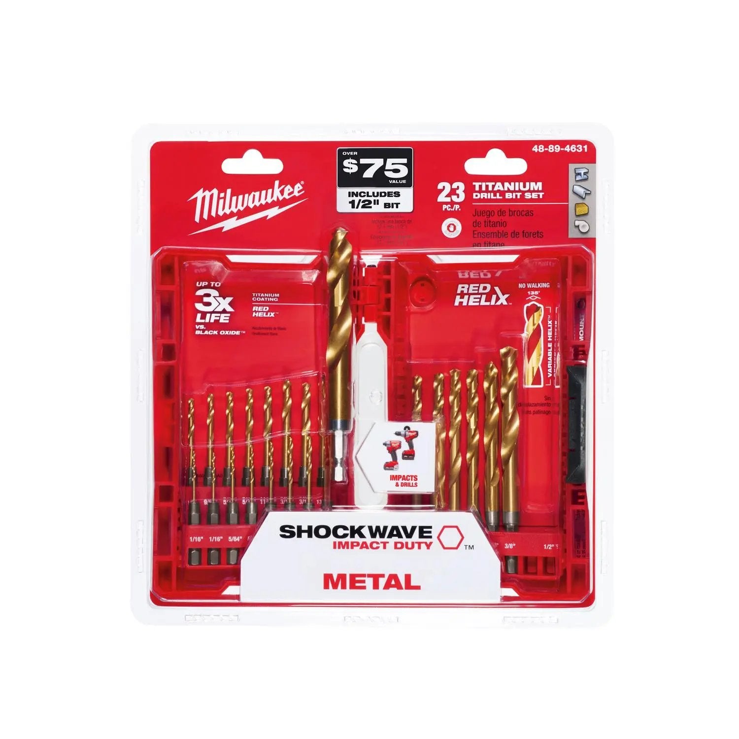 Open Box -  Milwaukee SHOCKWAVE IMPACT DUTY Titanium Drill Bit Set (23-Piece) - 48-89-4631 MilwaukeeBullseye Deals