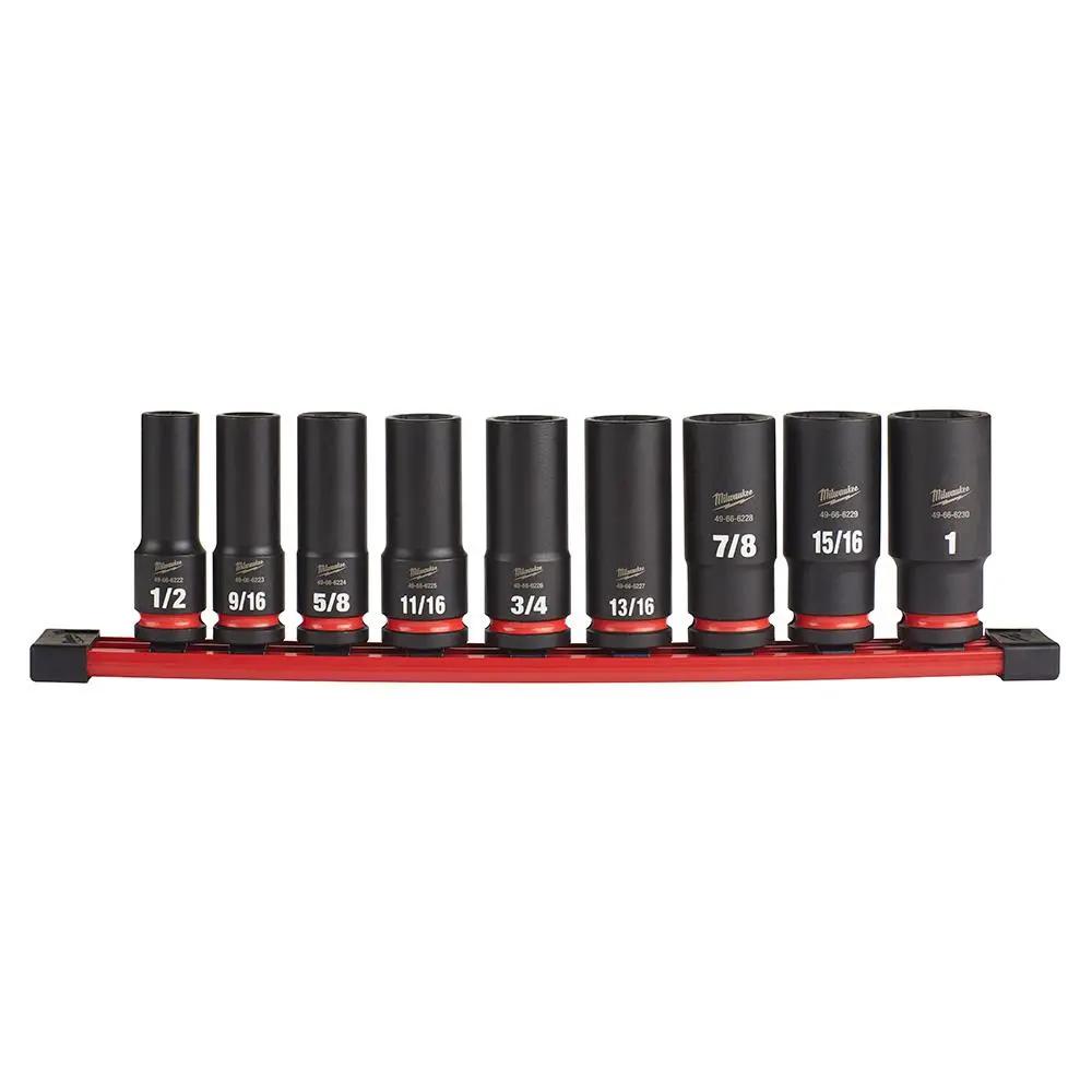 Open Box -  Milwaukee SHOCKWAVE Impact Duty 1/2 in. Drive SAE Deep Well Impact Socket Set (9-Piece) MilwaukeeBullseye Deals