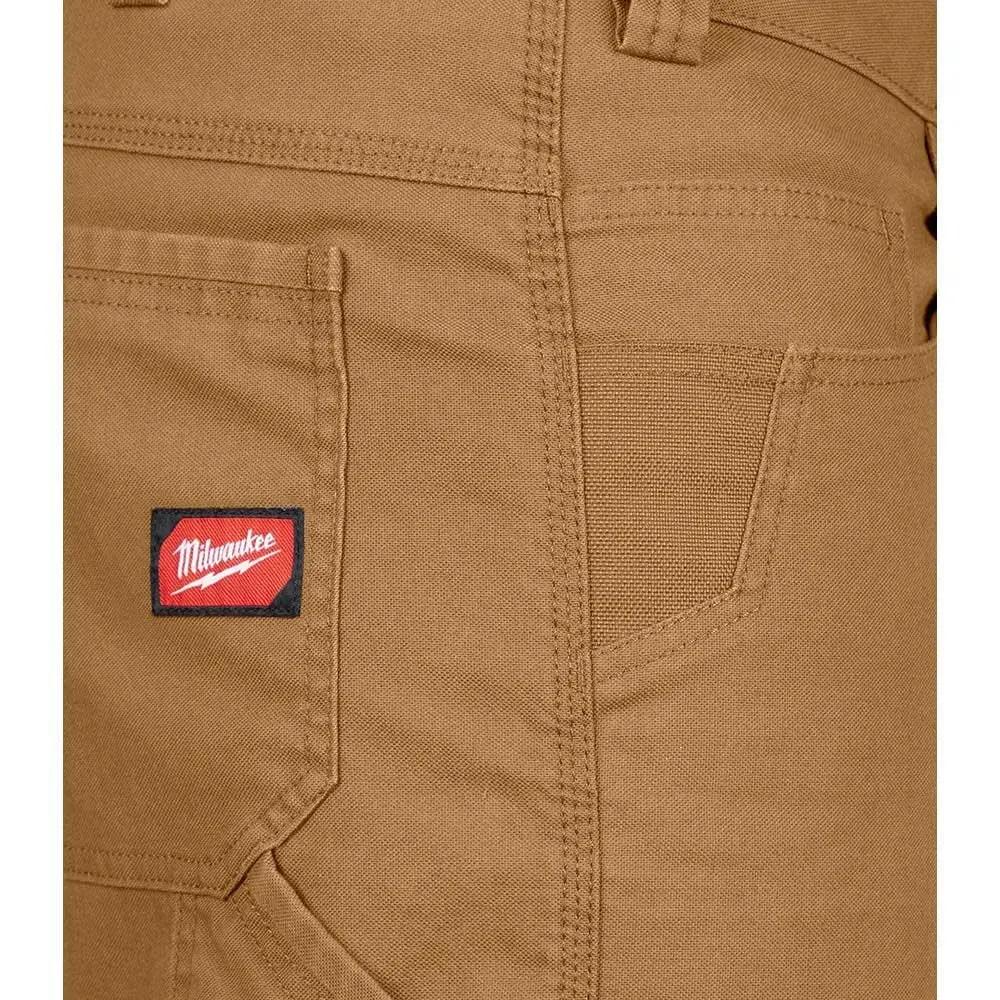 Open Box -  Milwaukee Tool Men's 38 in. x 32 in. Khaki Cotton/Polyester/Spandex HD Flex Work Pants with 6 Pockets Milwaukee ToolBullseye Deals