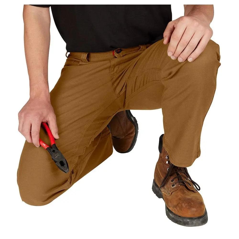 Open Box -  Milwaukee Tool Men's 38 in. x 32 in. Khaki Cotton/Polyester/Spandex HD Flex Work Pants with 6 Pockets Milwaukee ToolBullseye Deals