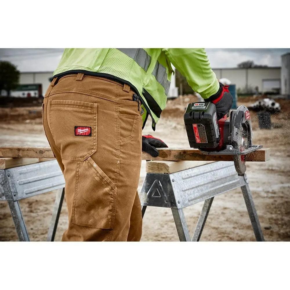 Open Box -  Milwaukee Tool Men's 38 in. x 32 in. Khaki Cotton/Polyester/Spandex HD Flex Work Pants with 6 Pockets Milwaukee ToolBullseye Deals
