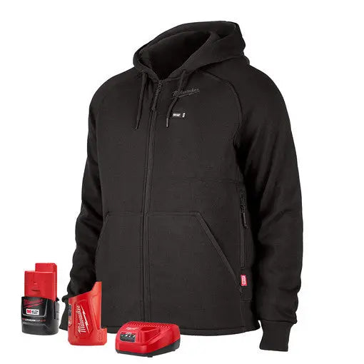 Open Box -  Milwaukee Tool Men's Large M12 12V Li-Ion Cordless Black Heated Hoodie/Sweater Kit w/ (1) 2Ah Battery and Charger Milwaukee ToolBullseye Deals
